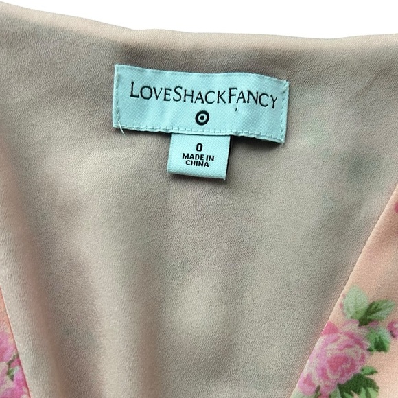 LoveShackFancy for Target Pink floral Short Sleeve Midi Dress Size 0 - Picture 6 of 10